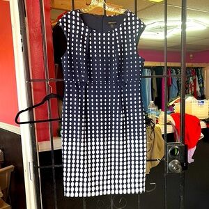Ann Taylor Blue and White Sheath Midi Dress
